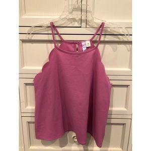 halter tank top with scalloped cut out